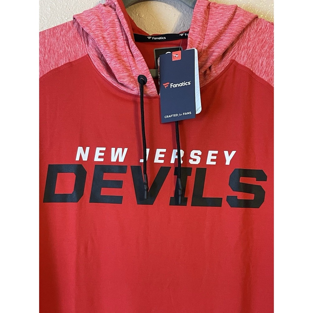 Men's 3XL‎ NWT New Jersey Devils Fanatics Lightweight Pullover Hoodie Red - Picture 3 of 7